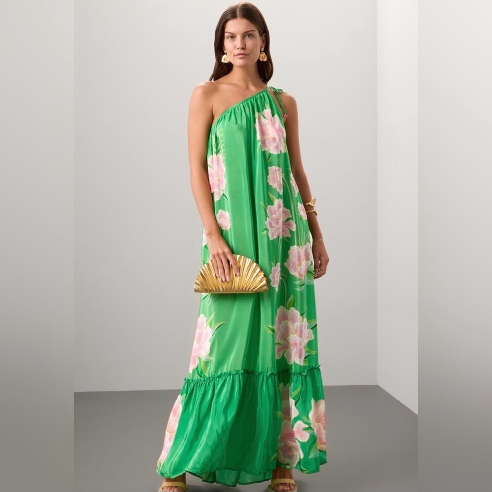 FARM Rio Green Floral Vibing Maxi Dress Large